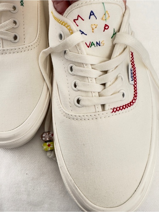 Madhappy  Cream Canvas Sneakers with Multicolor Embroidery Size: 12 - Picture 10 of 11